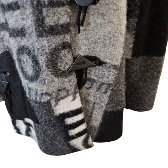 Womens Sz Medium Gray Wool‎ Blend Jacket Poland Lagenlook Patchwork Mixed Print - Picture 5 of 14